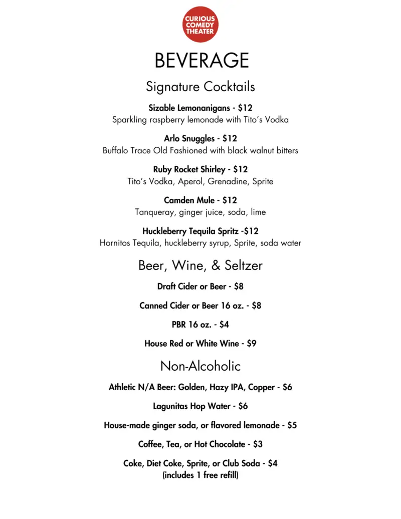 Curious Beverage Menu